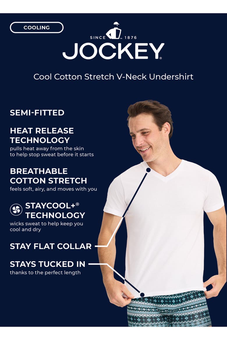 Mens Cool Cotton Stretch V-Neck Undershirt, Alternate, color, Black