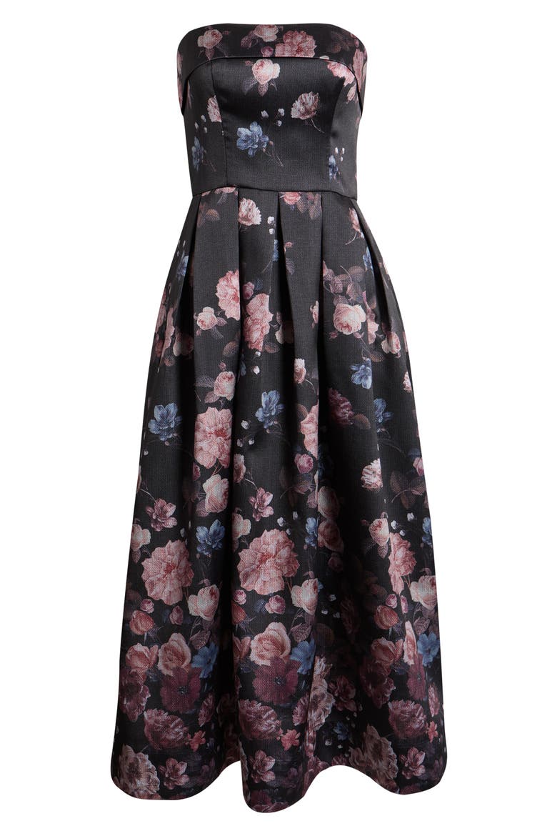 Floral Print Strapless Maxi Dress, Main, color, BLACK MULTI EMMA FLORAL