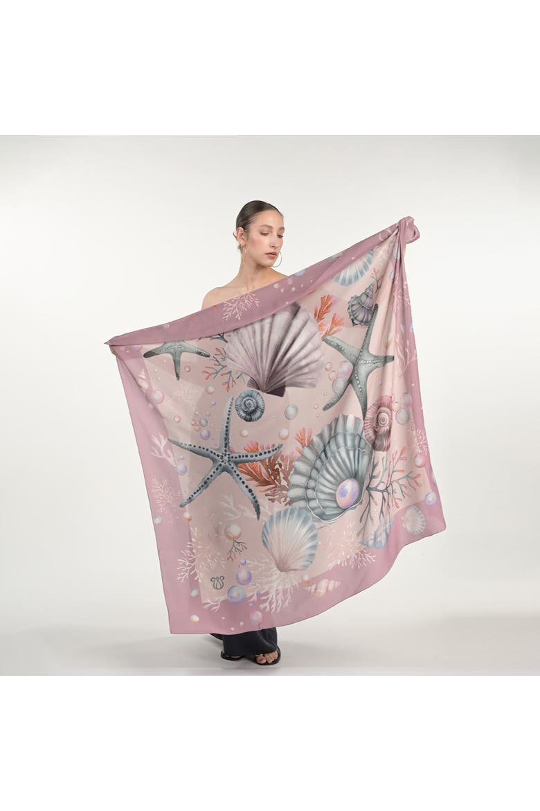 Shells And Pearls Scarf, Alternate, color, Peach