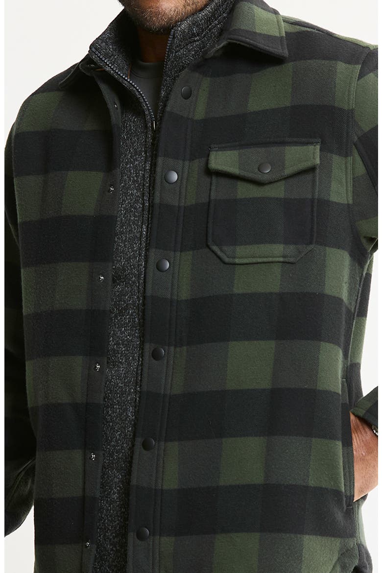 Doubleface Fleece Shirt Jacket, Alternate, color, FOREST BLACK CHECK