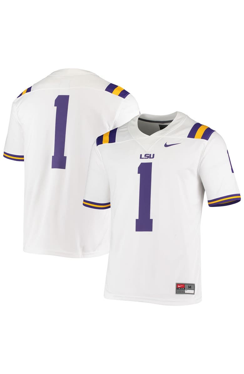 Nike Men's Nike #1 White LSU Tigers Game Jersey, Main, color, 