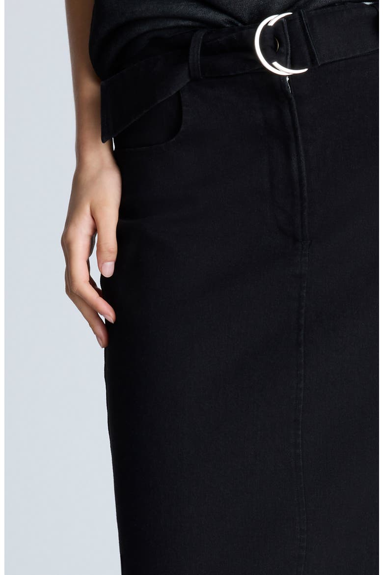 Belted Denim Maxi Skirt, Alternate, color, NIK WASH
