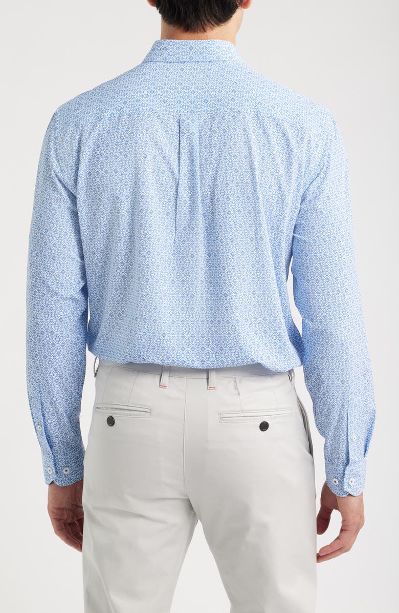 Johnston & Murphy XC+<sup>™</sup> Football Print Performance Button-Down Shirt, Alternate, color, Royal