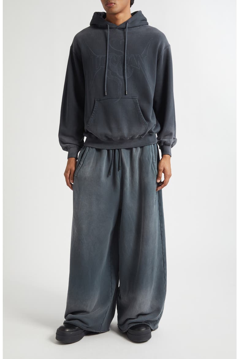 Raw Cut Fleece Sweatpants, Alternate, color, BLACK SMOKE