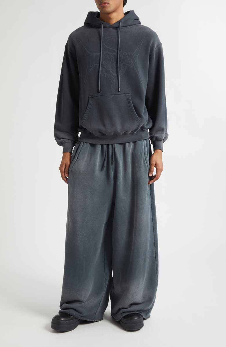 LU'U DAN Raw Cut Fleece Sweatpants, Alternate, color, Black Smoke