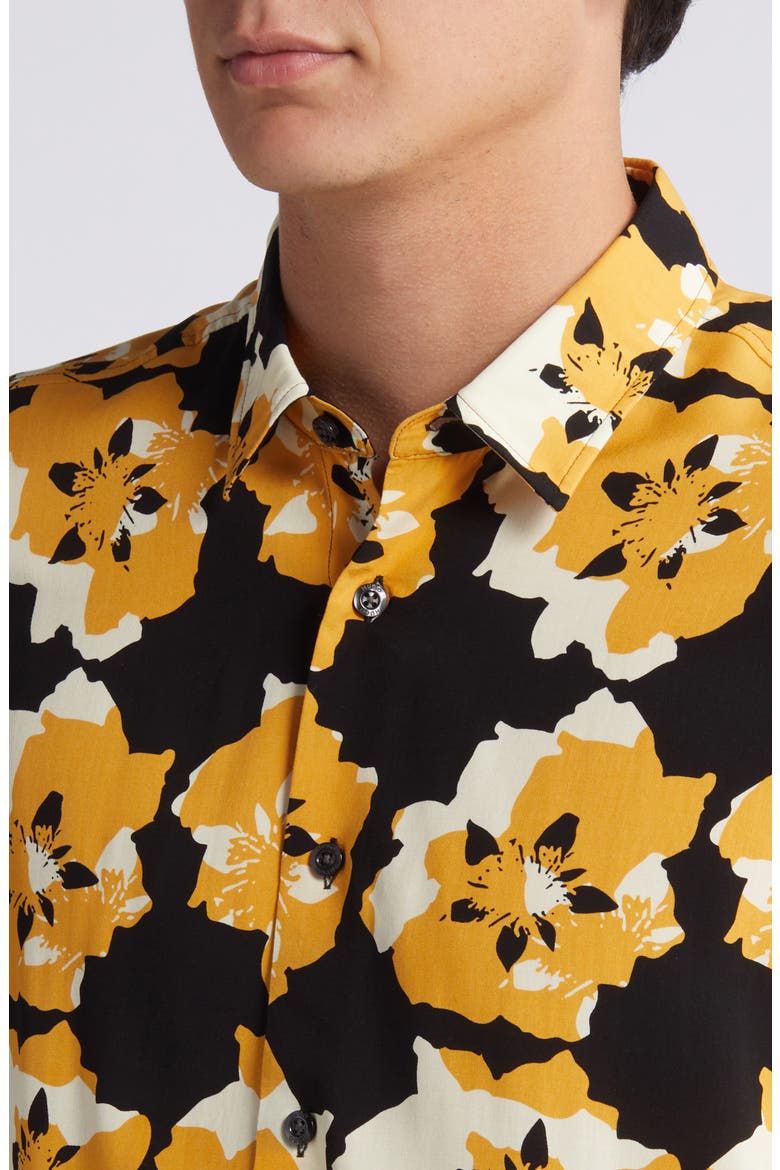 Emero Floral Button-Up Shirt, Alternate, color, GOLD