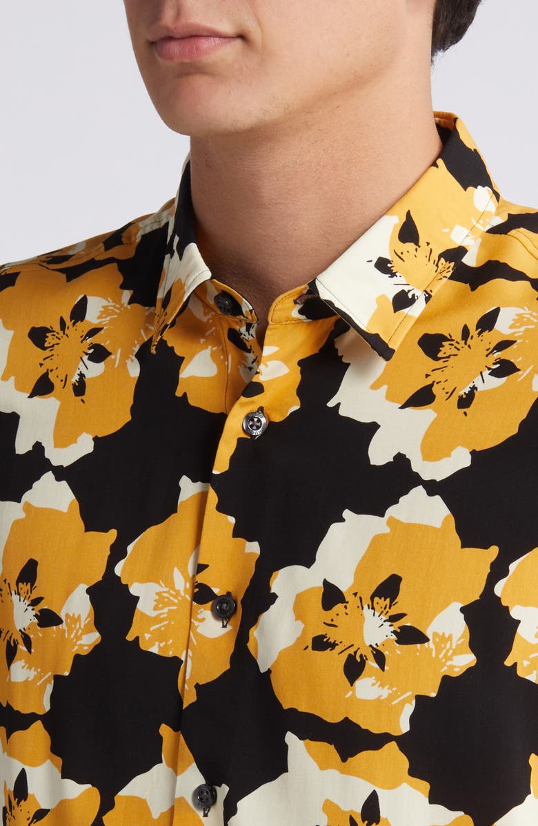 HUGO Emero Floral Button-Up Shirt, Alternate, color, Gold