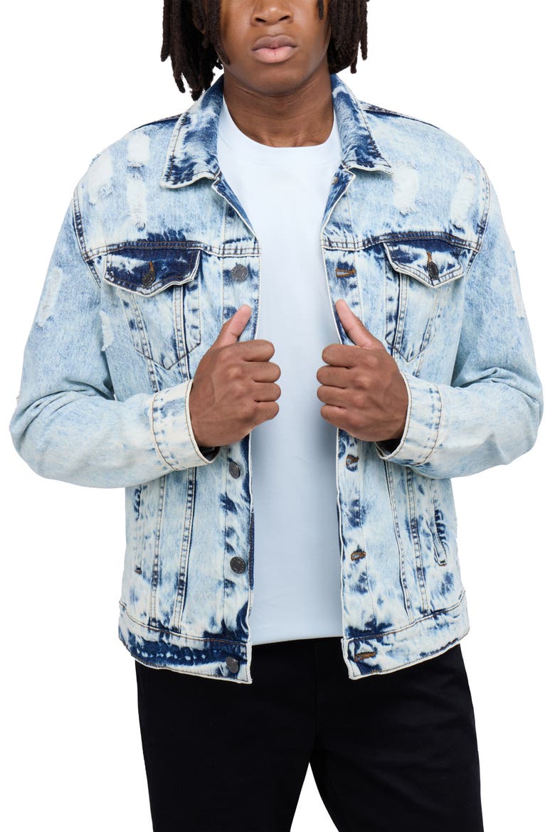 Slim Washed Denim Jacket, Alternate, color, ACID STONE