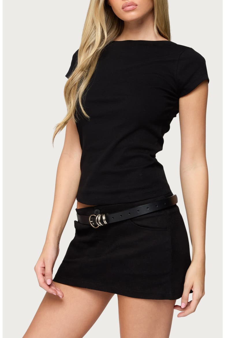 Oliana Rib Boat Neck T-Shirt, Alternate, color, BLACK