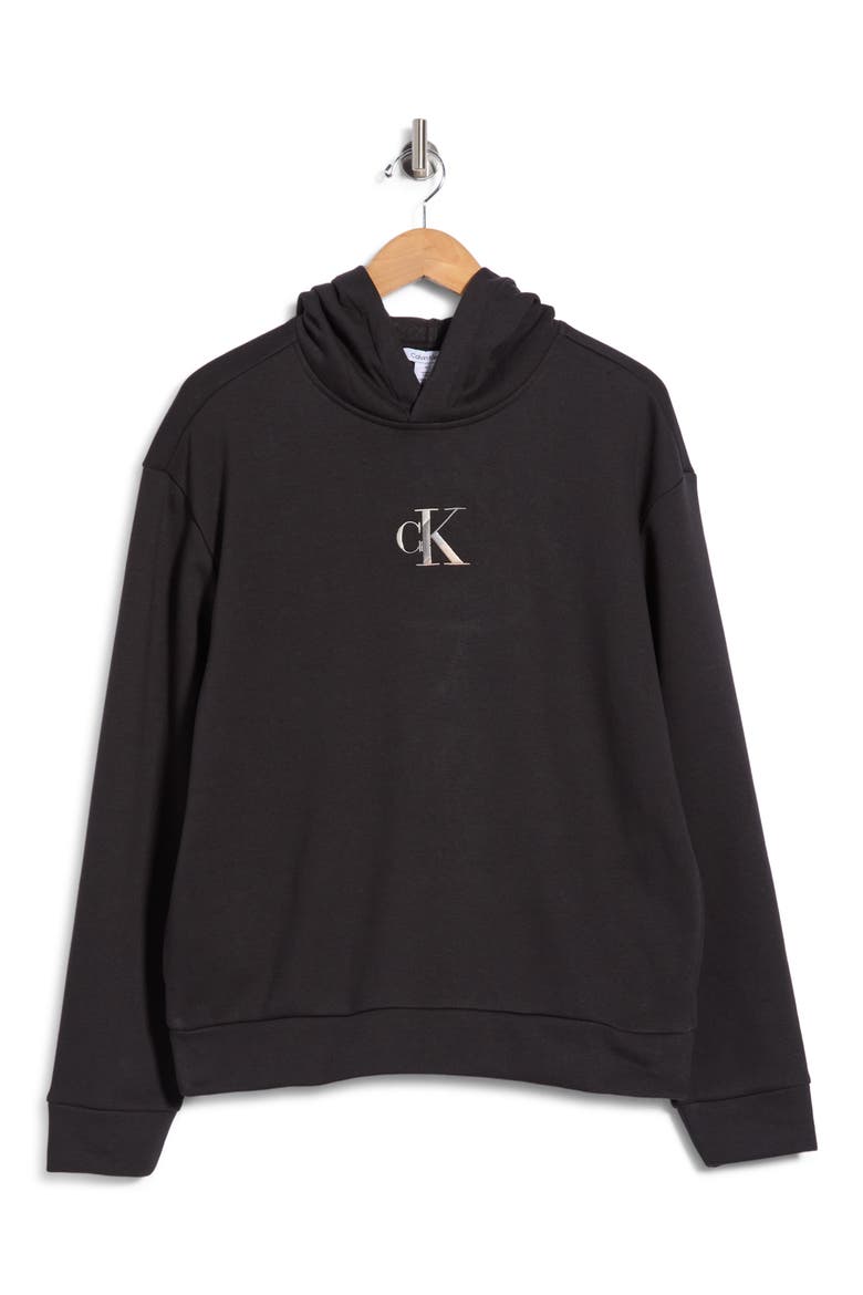 Monogram Easy Fleece Hoodie, Main, color, BLACK