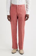 Berle Flat Front Slub Linen Chambray Dress Pants