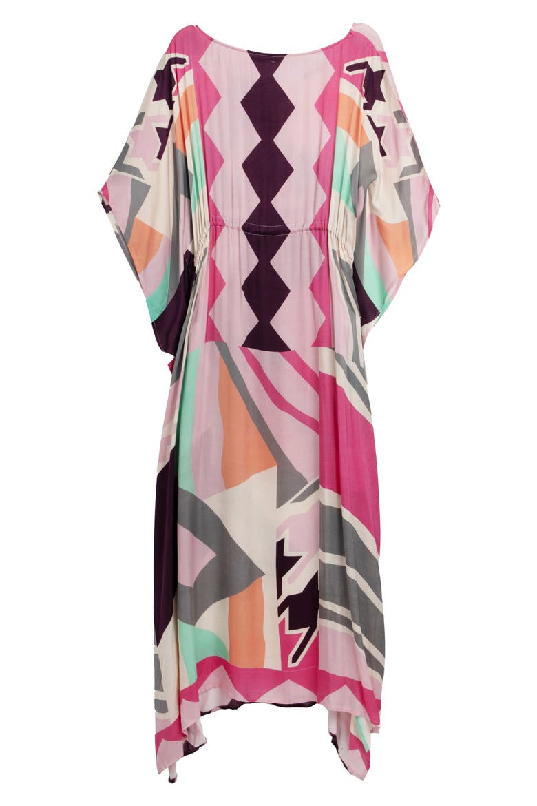 Abstract Geometric Keyhole Caftan, Alternate, color, PINK COMBO