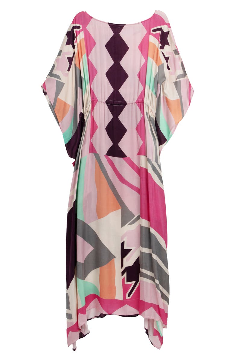 SAACHI Abstract Geometric Keyhole Caftan, Alternate, color, Pink Combo