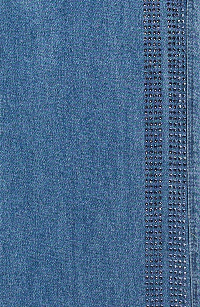 Tractr Kids' Rhinestone Side Stripe Wide Leg Knit Jeans, Alternate, color, Medium Indigo