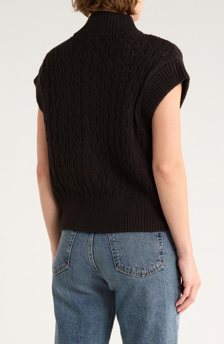 Vince Camuto Pointelle Turtleneck Sweater, Alternate, color, Rich Black