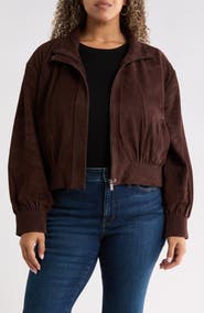 Nordstrom Funnel Neck Suede Bomber Jacket