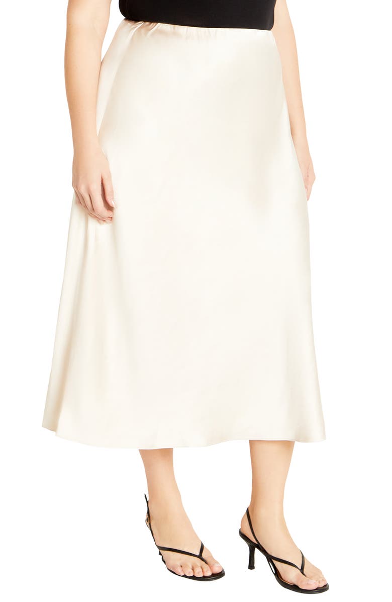 City Chic Miranda Midi Skirt, Alternate, color, Cream