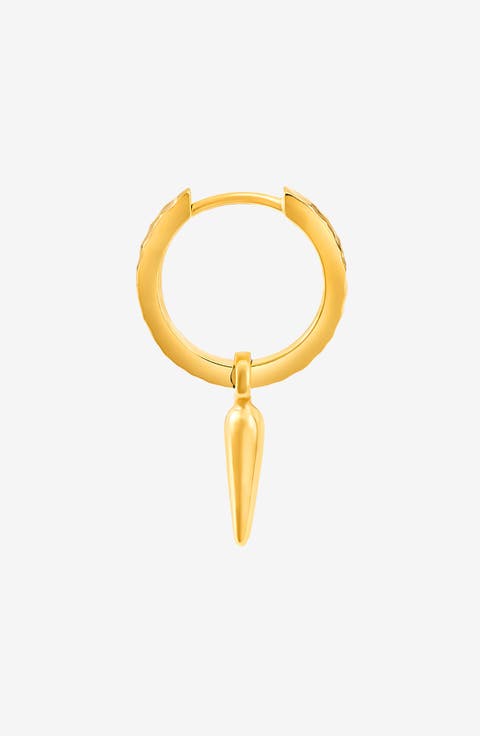 Men's Single Hammered Raindrop Charm Story Hoop