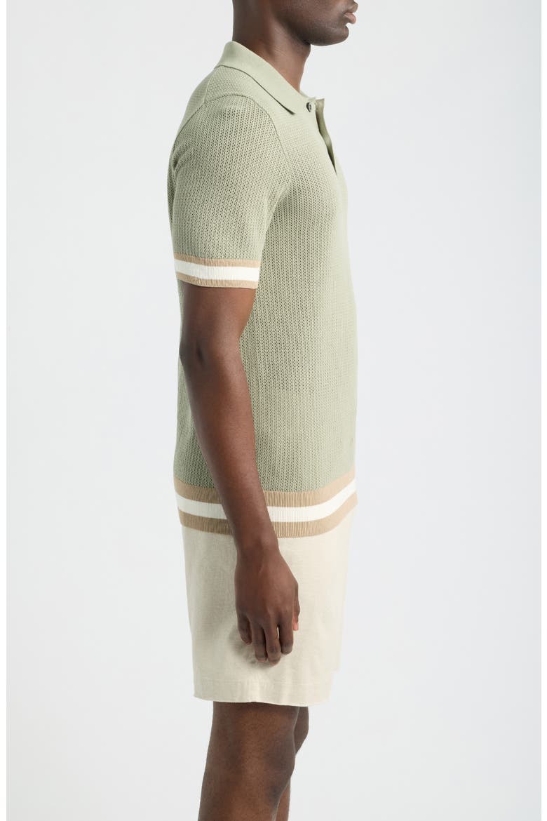 Quinn Open Knit Polo Sweater, Alternate, color, SAGE- 16