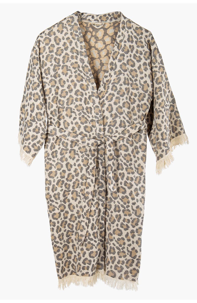 Forever & Always Shoes Calista Handmade Leopard Cotton Robe Cover-Up, Main, color, 