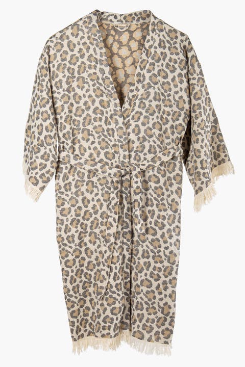 Calista Handmade Leopard Cotton Robe Cover-Up