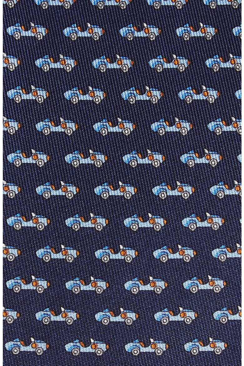 Salvatore Ferragamo Old School Race Car Print Silk Tie, Alternate, color, F.MARINE