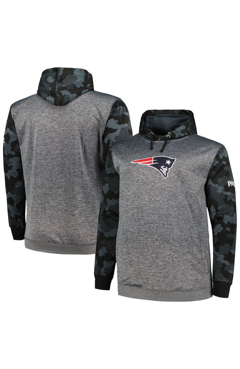 FANATICS Men's Fanatics Branded Heather Charcoal New England Patriots Big & Tall Camo Pullover Hoodie, Main, color,