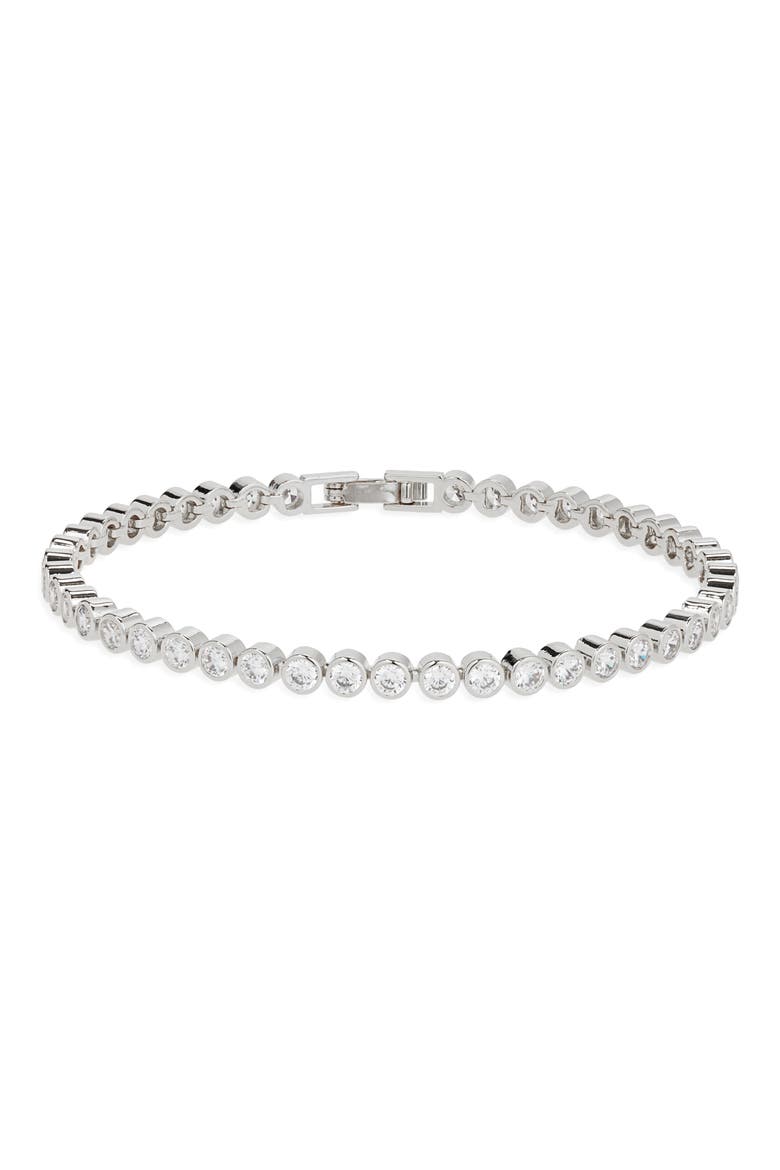 Cubic Zirconia Bezel Tennis Bracelet, Main, color, CLEAR- SILVER