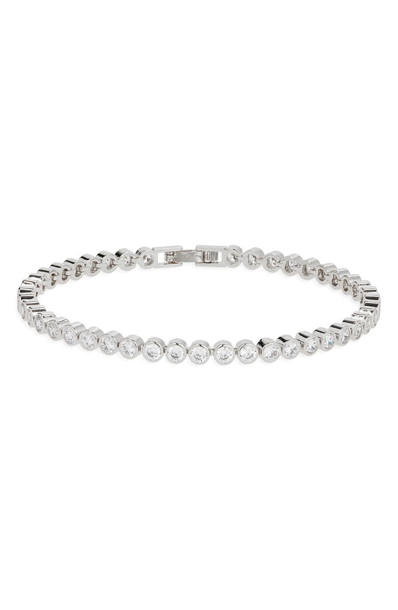 Nordstrom Cubic Zirconia Bezel Tennis Bracelet, Main, color, Clear- Silver