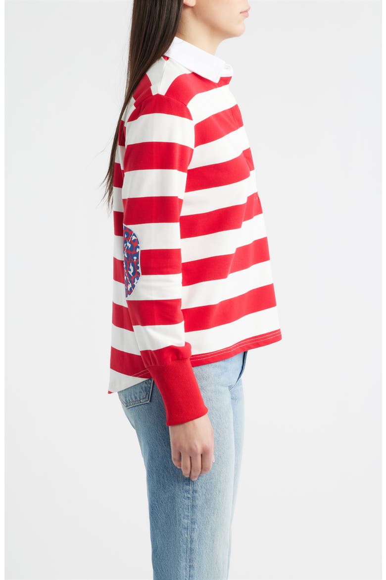 Rugby Stripe Cotton Sweatshirt, Alternate, color, CHERRY RED STRIPE