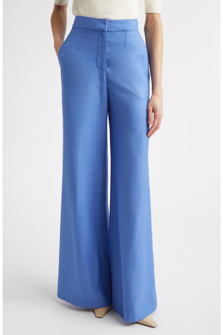 Silk & Wool Wide Leg Trousers, Main, color, PERIWINKLE