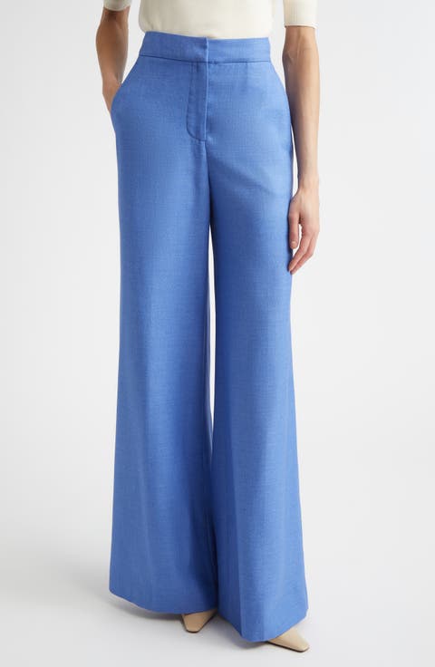 Silk & Wool Wide Leg Trousers