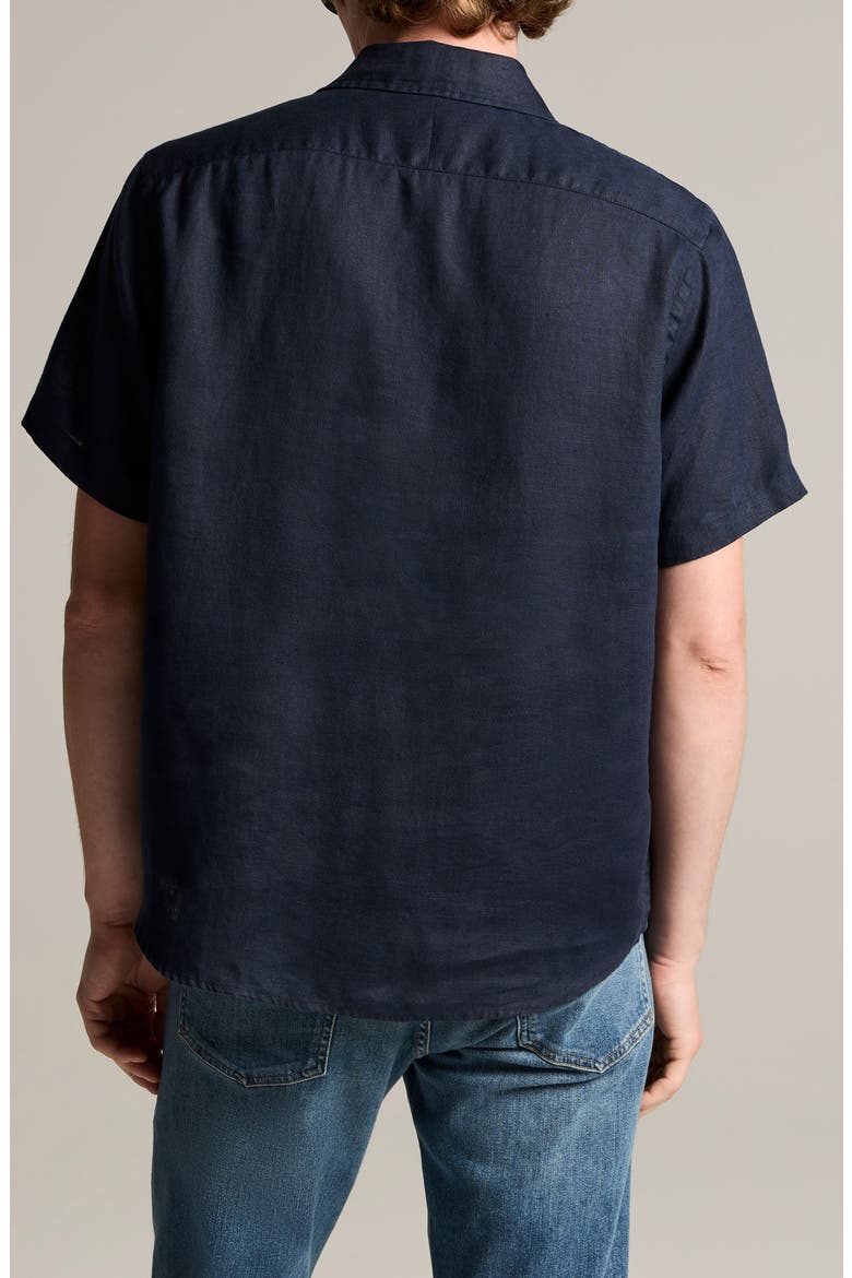 Short Sleeve Linen Popover Shirt, Alternate, color, COASTAL