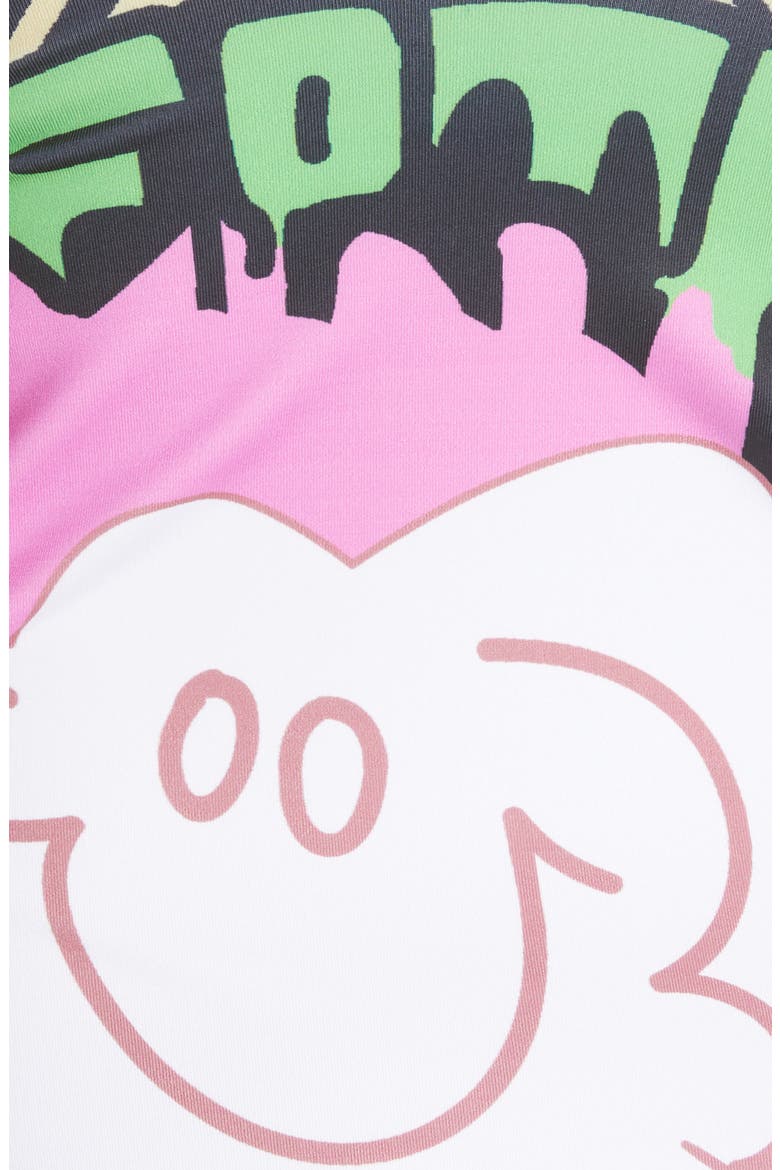 Happy Death Cloud Cutout One-Piece Swimsuit, Alternate, color, BLACK/ GREEN/ PINK MULTI