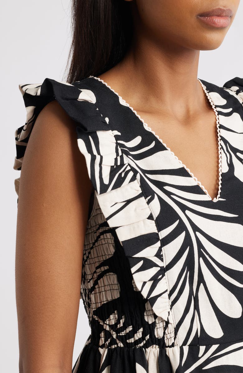 Anne Klein Print Ruffle Midi Dress, Alternate, color,