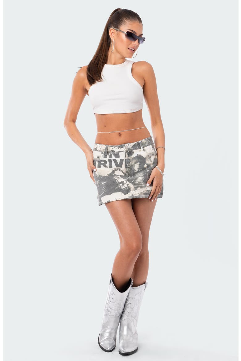 Rock Denim Miniskirt, Alternate, color, GRAY