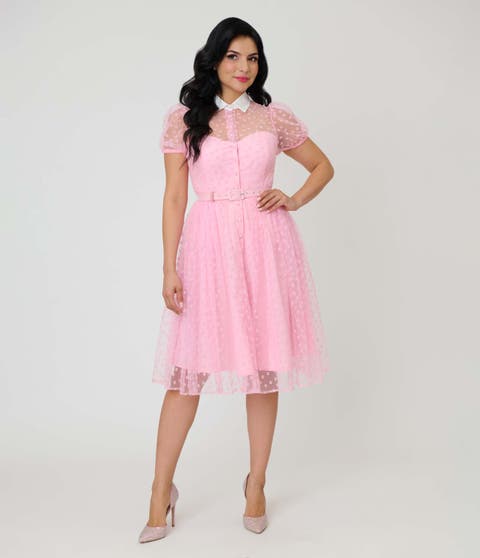 1950s Short Sleeve Collared Hollie Swing Dress