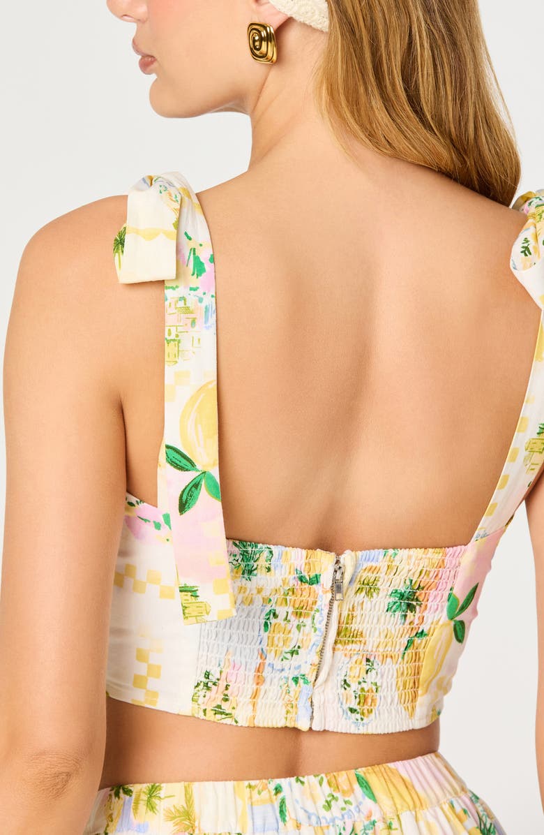 ASTR the Label Kaleigh Tropical Print Crop Top, Alternate, color, Lemon Paradise