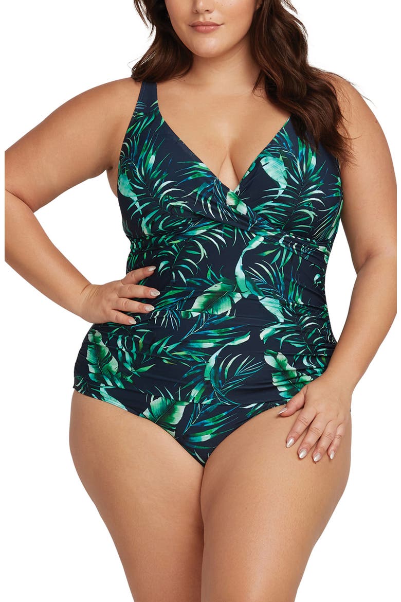 Palmspiration Delacroix One-Piece Swimsuit, Main, color, DARK NAVY
