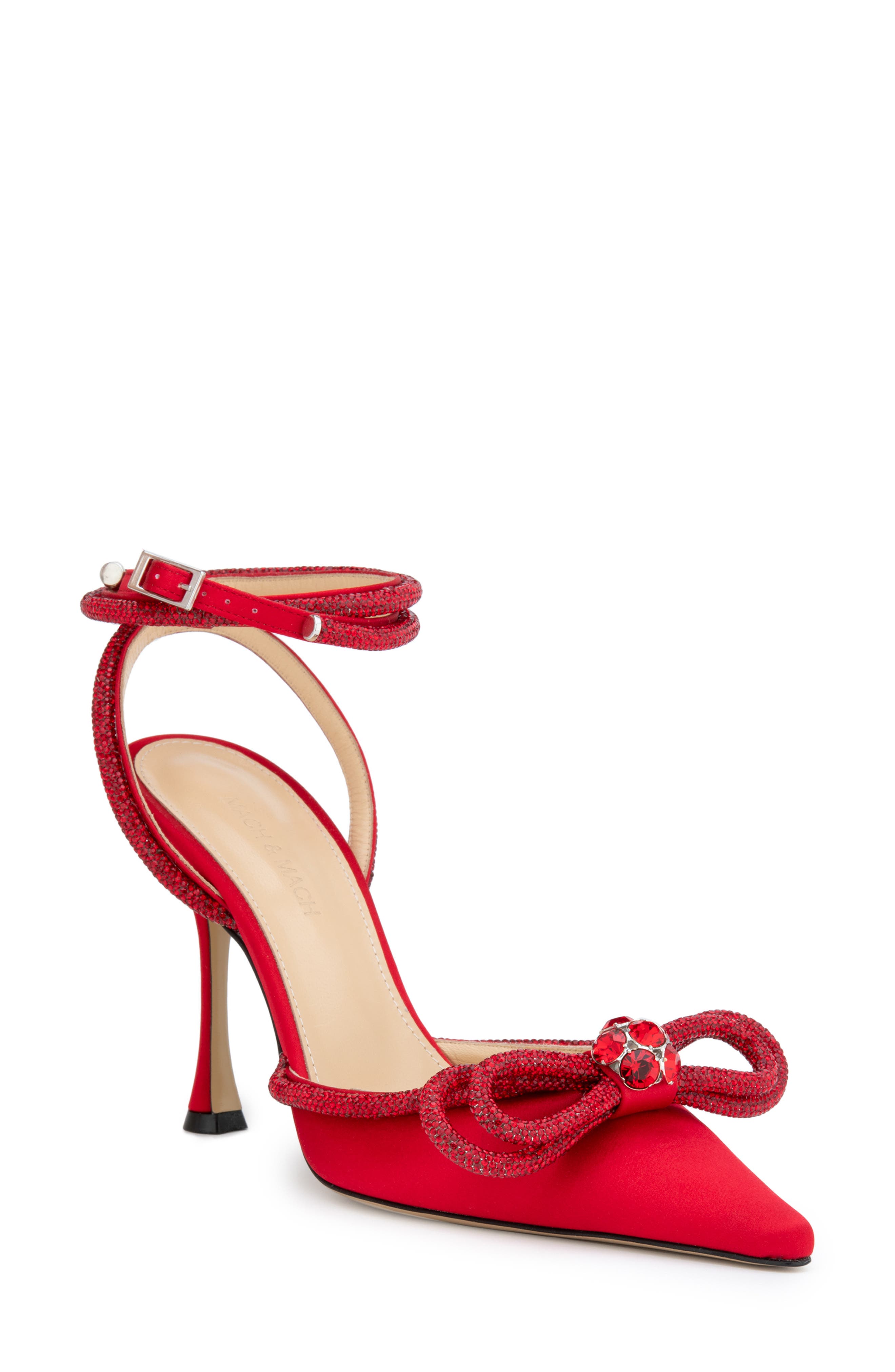 Mach & Mach Crystal Double Bow Pointed Toe Pump, Main, color, 