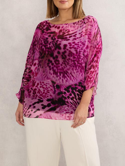 Live Unlimited Chiffon Animal Print Blouse In Black