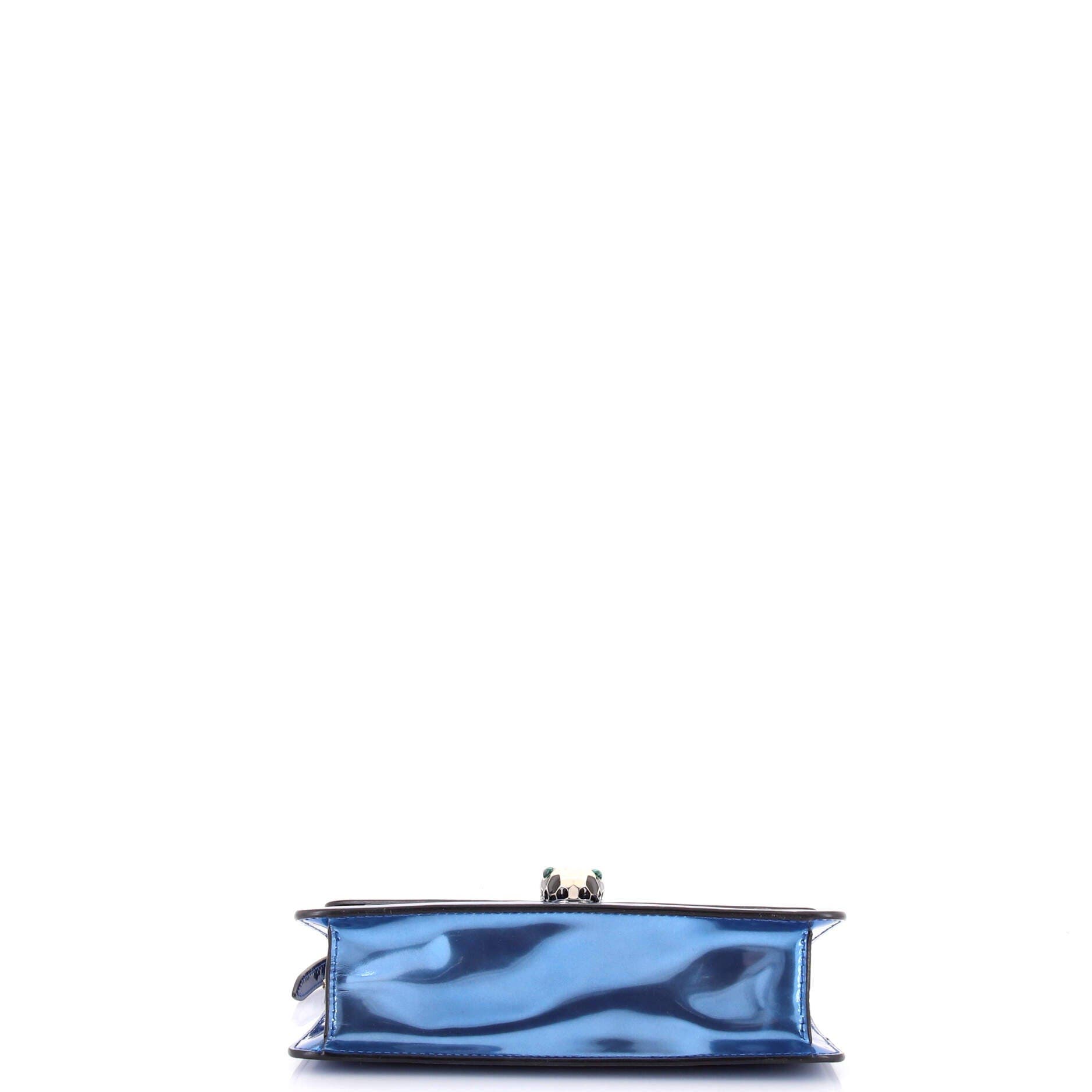 Serpenti Forever Shoulder Bag Metallic Leather Small, Alternate, color, Blue