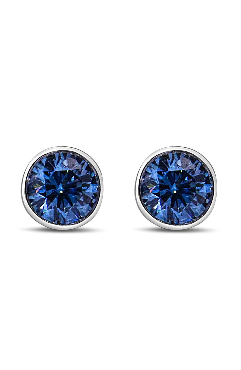 Haus of Brilliance 14K White Gold 1.0 Cttw Blue Lab Grown Diamond Screw-Back Classic Bezel Solitaire Stud Earrings, Alternate, color, White Gold