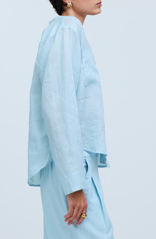 Shop Madewell Resort Ramie Button-up Shirt In Blue Heron