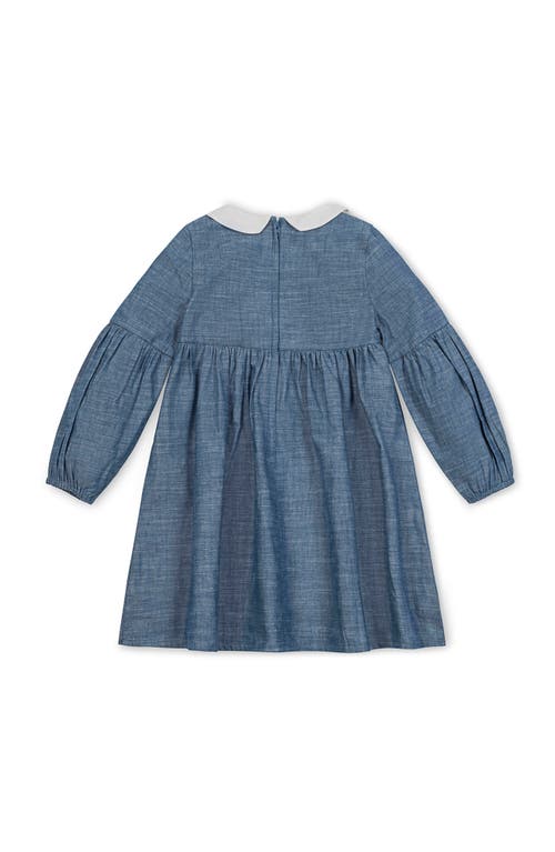 Hope & Henry Organic Empire Waist Peter Pan Collar Chambray Dress In Blue