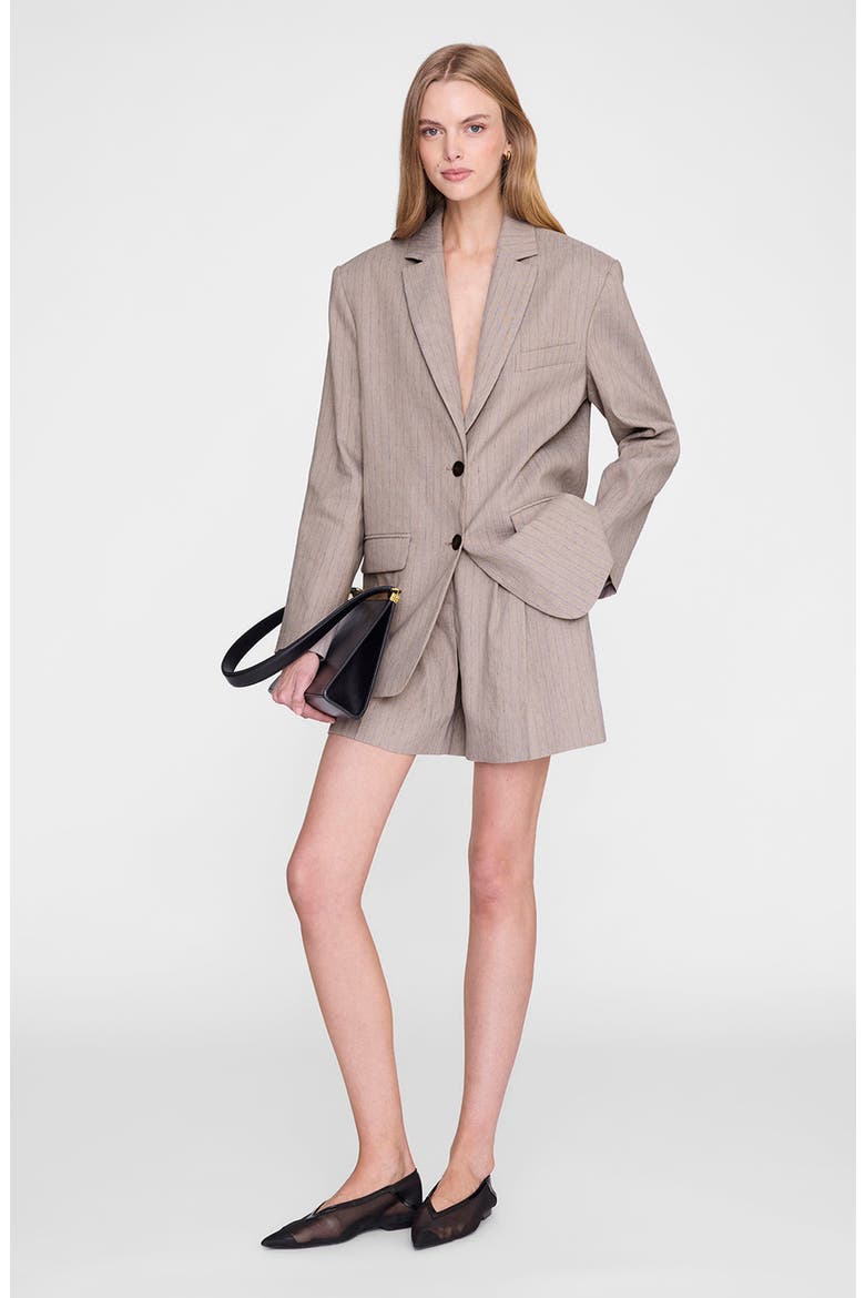 Quinn Pinstripe Blazer, Main, color, Taupe & Blue Pinstripe