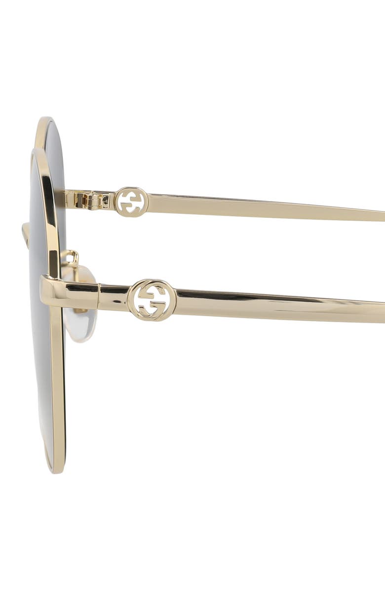 Gucci Novelty 59mm Round Sunglasses, Alternate, color, Gold Gold Grey