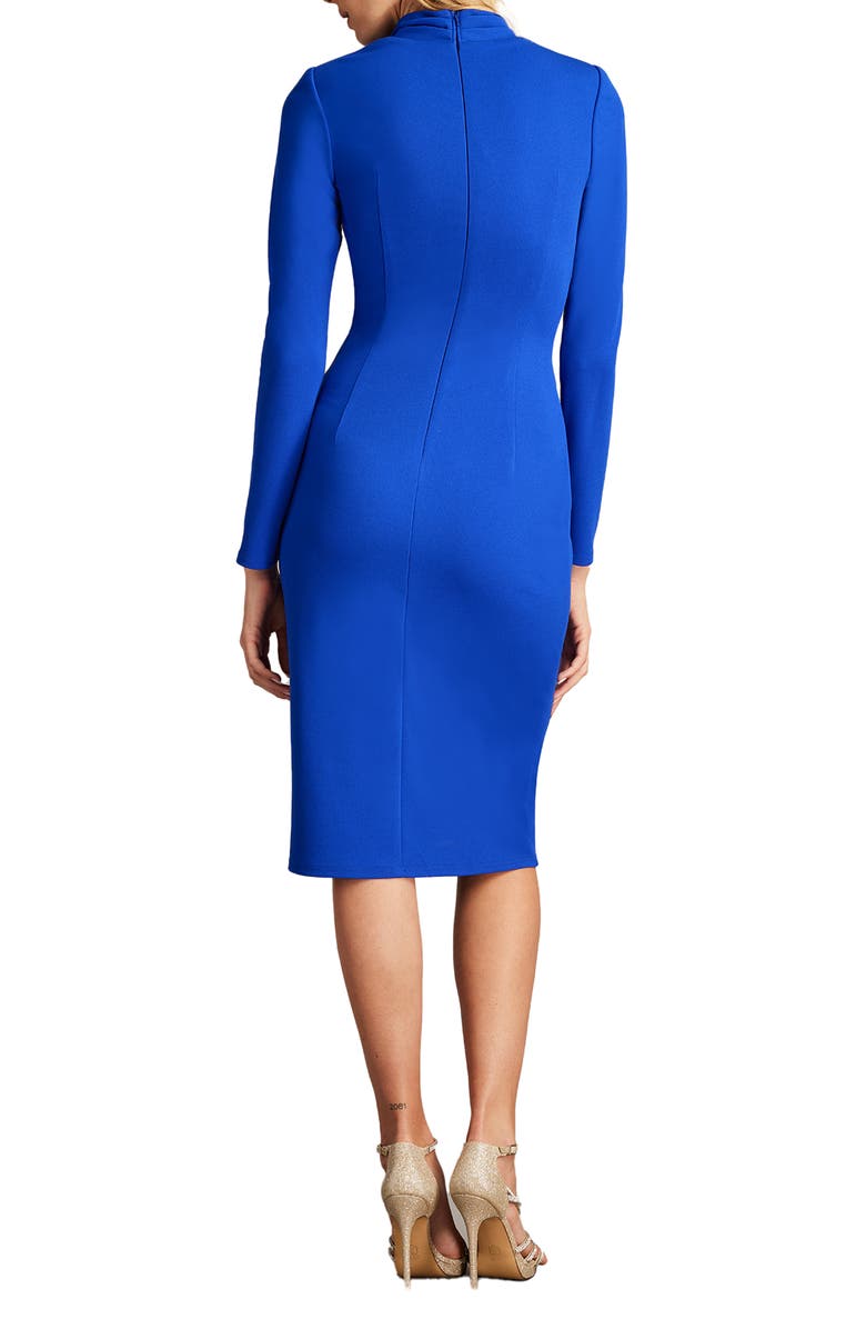 Tadashi Shoji Ruffle Side Drape Long Sleeve Cocktail Dress, Alternate, color, Mystic Blue