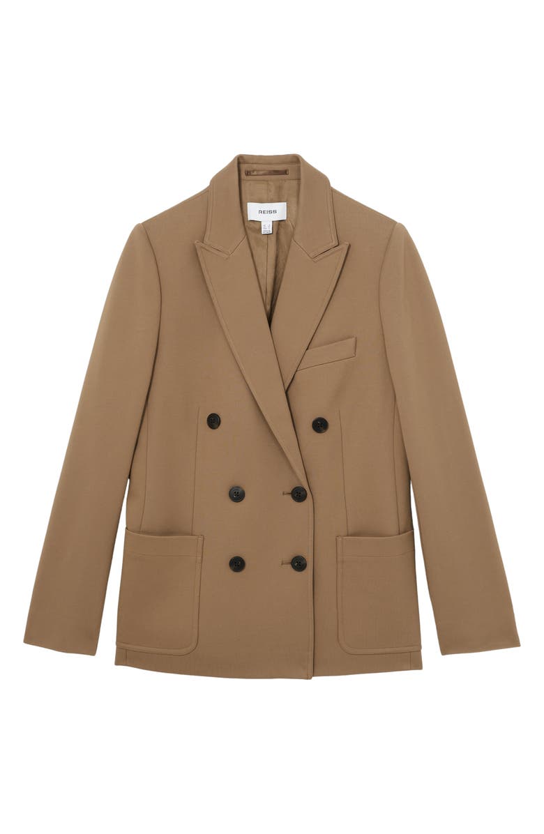 Reiss Heidi Double Breasted Ponte Blazer, Alternate, color, Camel