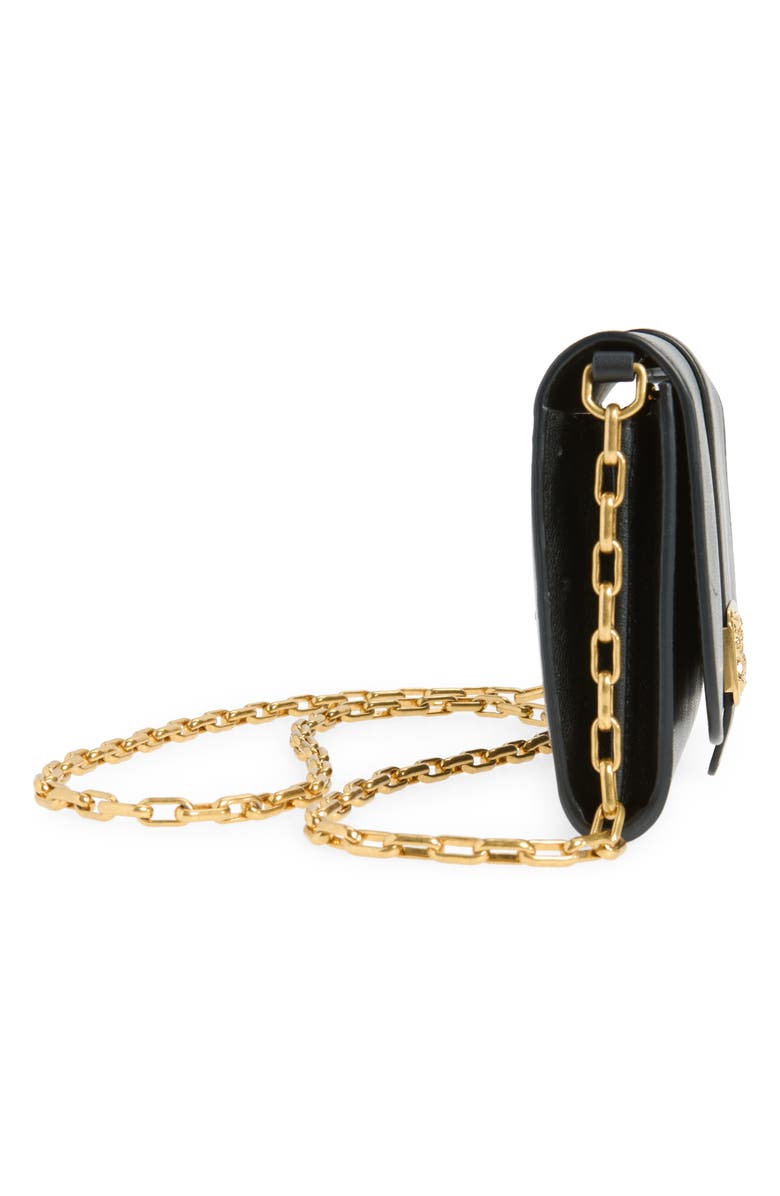 Burberry Rider Leather Wallet on a Chain, Alternate, color, Black